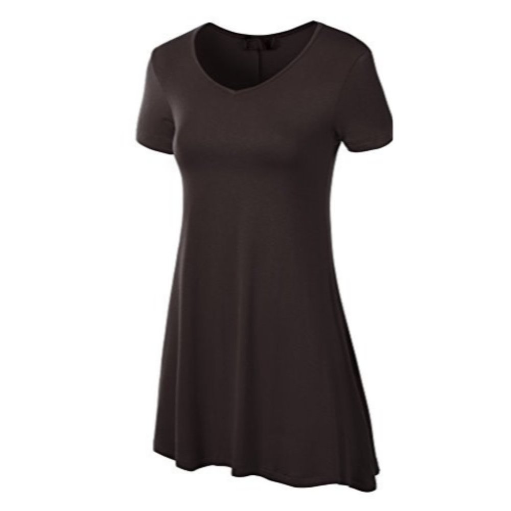 Tunic Top - Short Sleeve Dark Brown